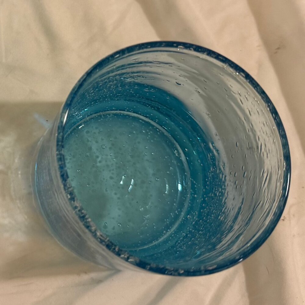 Artland Iris 90oz Handblown Glass Pitcher Turquoise w/ 4 Double Old Fashioned - Picture 10 of 12